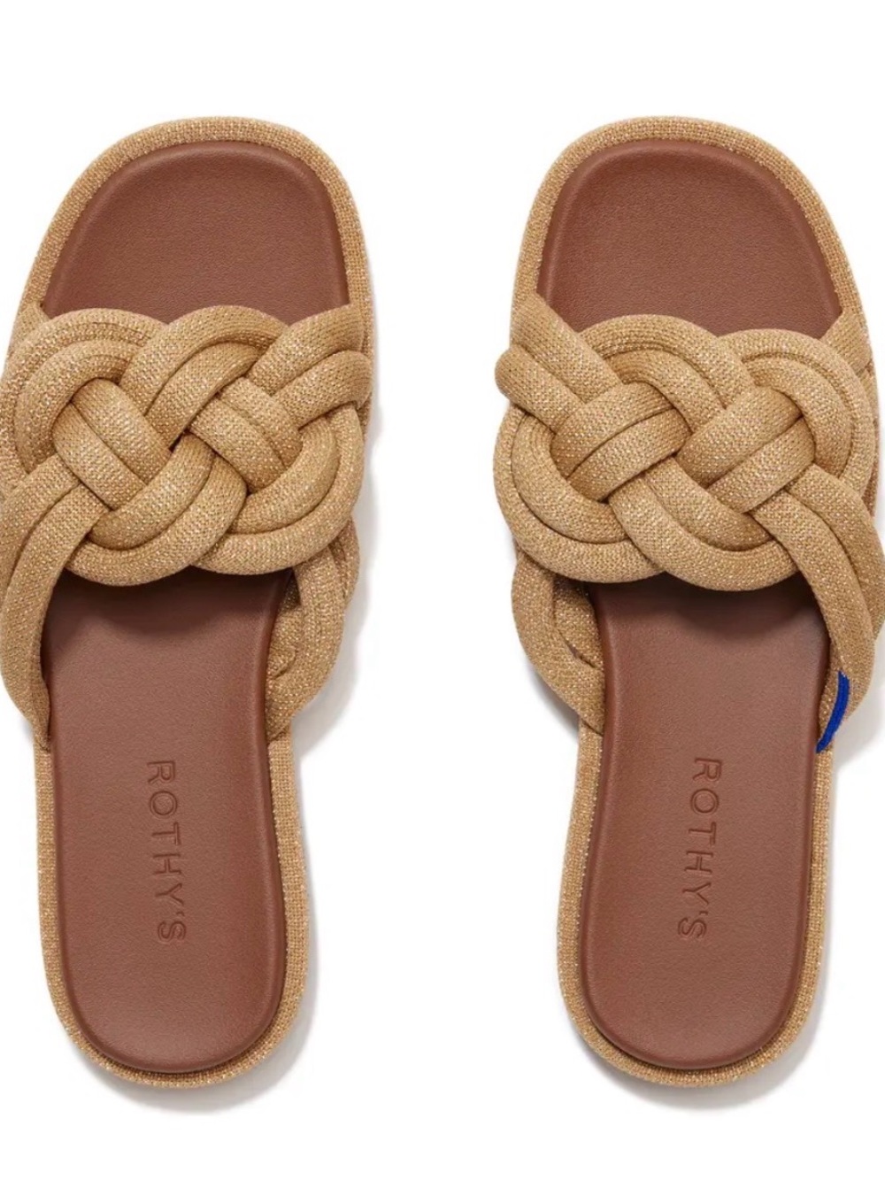 Rothy's Women's Braided Slide Sandals Gold NIB